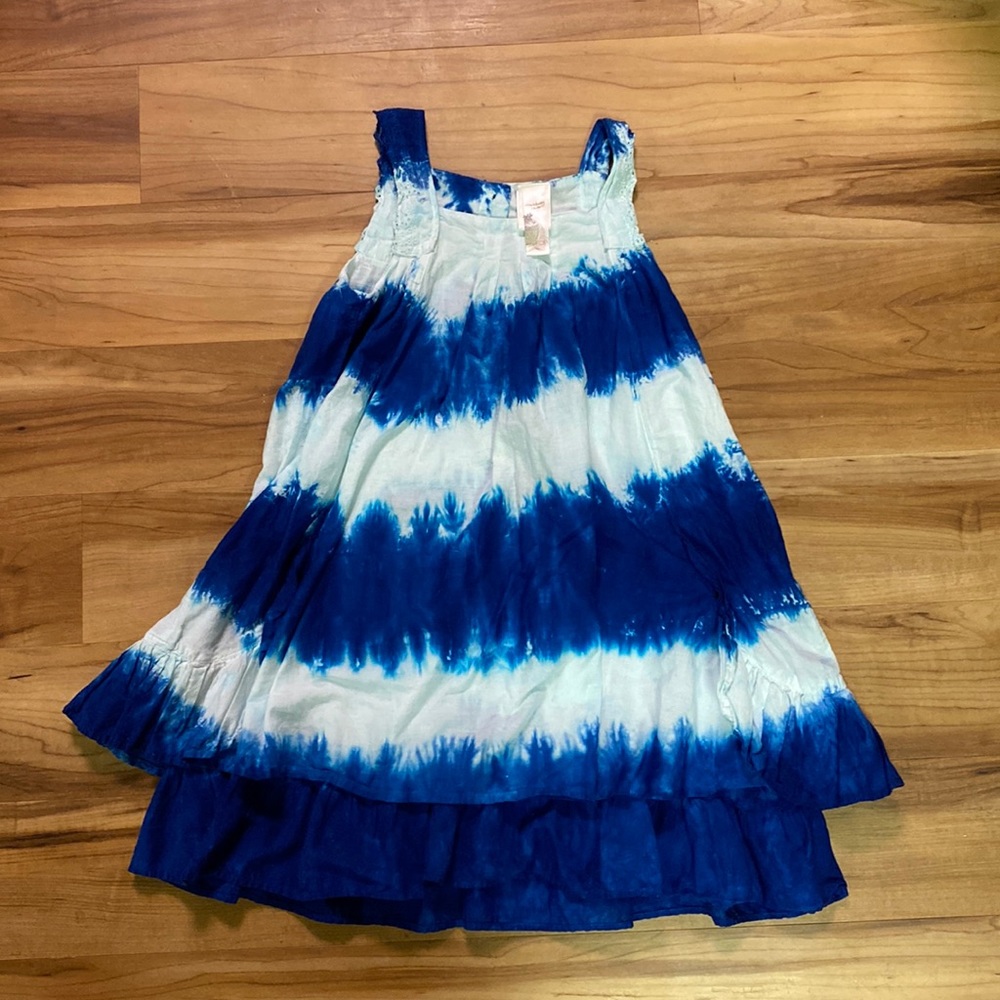 100% Cotton Blue Tye-dye Sundress. Size 6x.  Strawberry Faire.